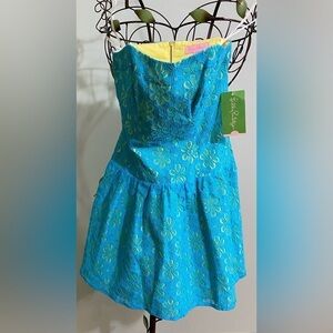 Lilly Pulitzer Tenely Turquoise Lace Me Up Dress